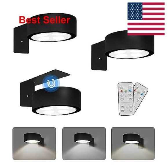Wireless Magnetic Picture Lights 3-Pack Dimmable Timer Remote Modern Art Display - Picture 2 of 7